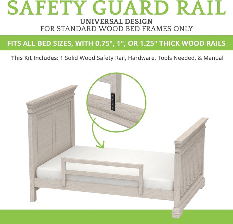 CC KITS Safety Guard Rail for Baby, Kids, and Children - Solid Wood Safety Bed Rail for Toddlers - Easy Installation - Premium Protection for Bunk, Twin, Full, Queen and King Size Beds - (Antique White) - Image 2